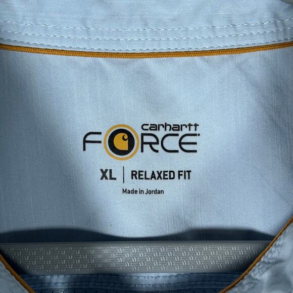 Carhartt Force Short Sleeve Button-Down Shirt XL Relaxed Fit Light Blue - Picture 6 of 8